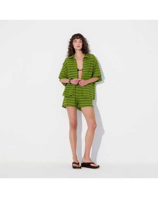 Thisisu Collection Green Solea Striped Knit Beachwear Shorts