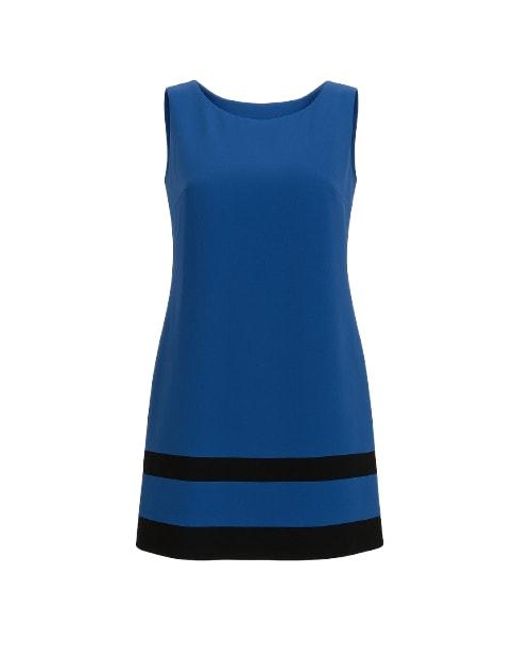 Conquista Blue Sleeveless A Line Panel Detail Dress
