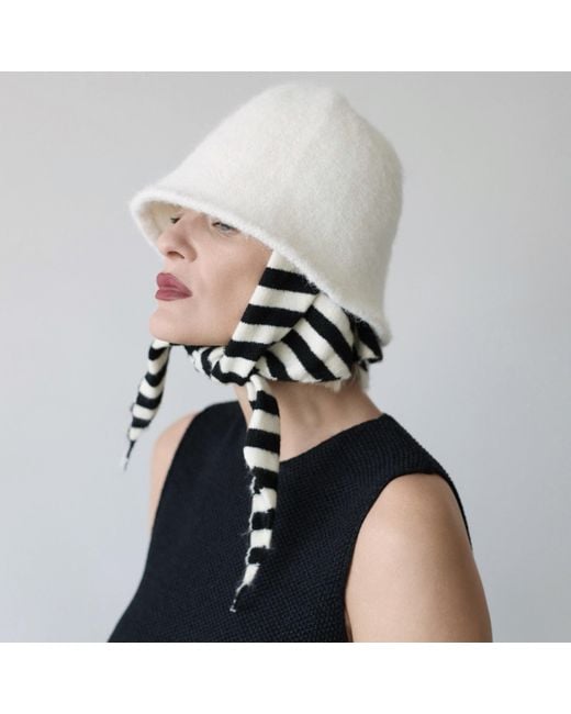 London Atelier Byproduct White Wool Cloche Bucket Hat