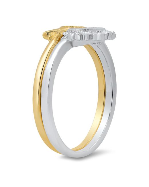 Kylie Harper Metallic Two-Tone Sun & Moon Diamond Cz 2Pc Stackable Ring Set