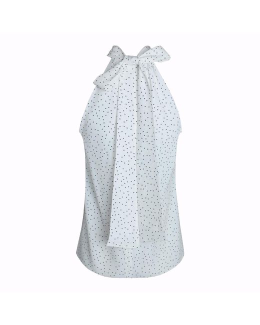 2KStyle Blue Ivana Gathered Tie-Detailed Polka Dot Viscose Blouse