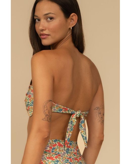 Montce Multicolor Florencia Floral Tori Ties Bandeau Bikini Top