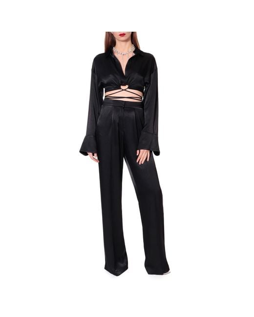 AGGI by HALEWSKI Black Jessie Satin Glossy Trousers