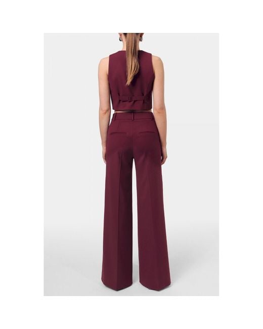 AGGI by HALEWSKI Red Franzi Burgundy Wine Wide Leg Trousers