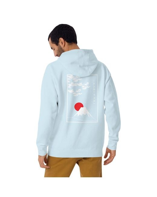 Anchor and Crew Blue Sky Mount Fuji Landmark Cotton Blend Hoodie for men