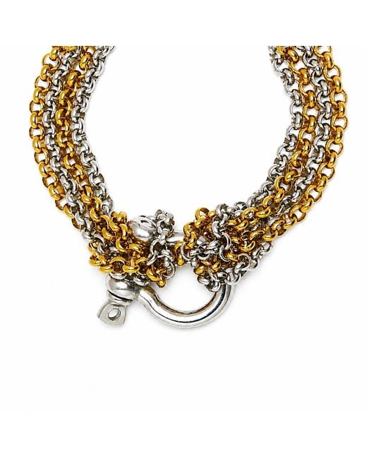 Kirei Metallic Link Chain Bracelet With Shackle Clasp