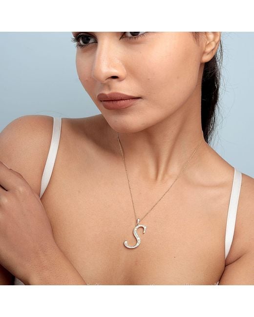Artisan Metallic Diamond Initial “S” Pendant