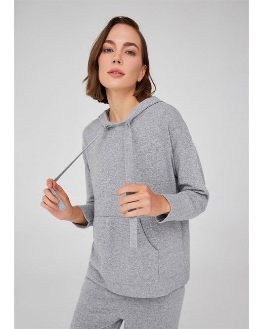 Peraluna Gray Cashmere Blend Knit Hoodie Pullover Sweater