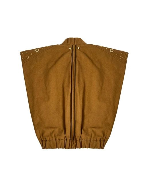 L2R THE LABEL Brown Studded Tan Sleeveless Bomber Jacket