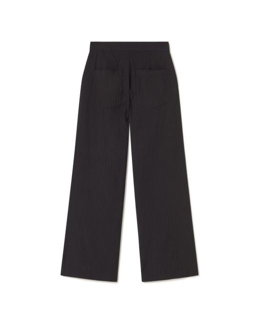 Thinking Mu Black Wide Leg Seersucker Manolita Pants