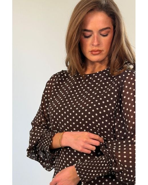 Girl In Mind Black Polka Dot Sweetheart Long Sleeve Midi Dress