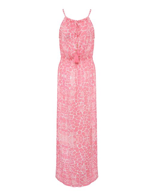 Sophia Alexia Pink Candy Pebbles Antigua Crinkle Maxi Dress