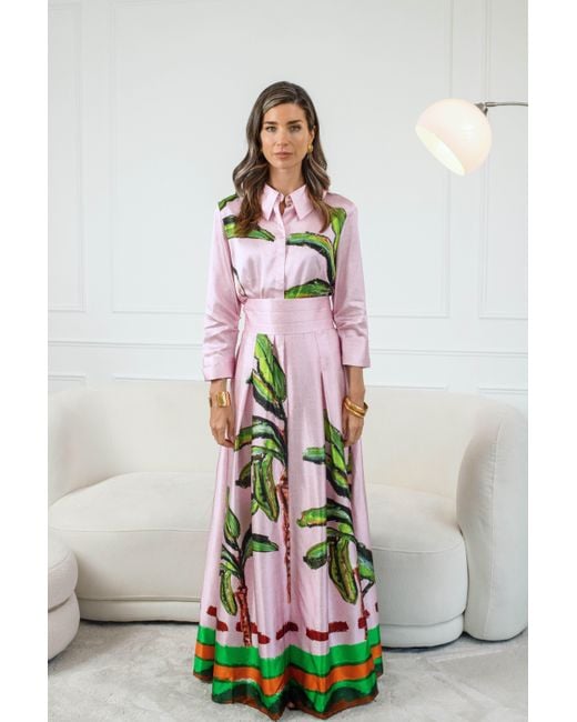 Jessica Russell Flint Pink Belted Maxi Shirt Dress