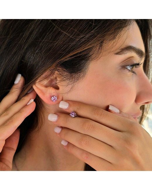 Harfi Purple Alexandrite Moissanite Crystal Sterling Earrings