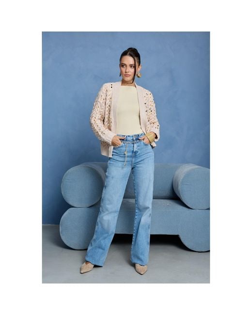 Saachi Natural Deco Cable Knit Cream Cardigan