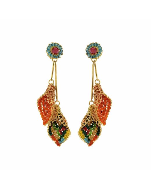 Lavish by Tricia Milaneze Metallic Multi & Tulip Duo Handmade Crochet Earrings