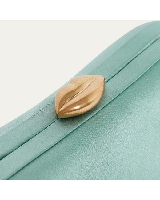 Lulu Guinness Green Sea Foam Satin Hayworth Clutch Bag