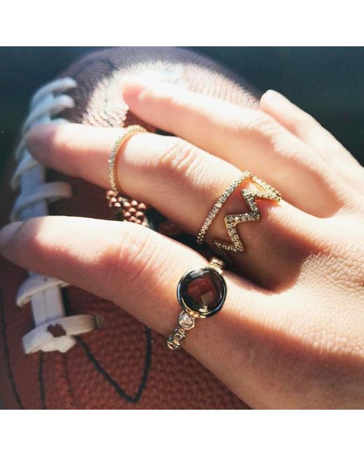 KAMARIA Metallic Double Chain Ring