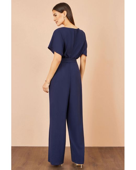 Yumi' Blue Batwing Stretch Jumpsuit