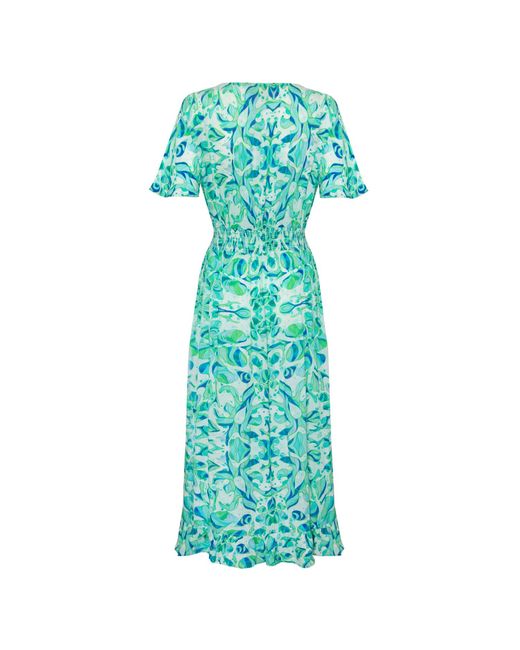 Sophia Alexia Green Floral Mermaid Croatia Crinkle Midi Dress