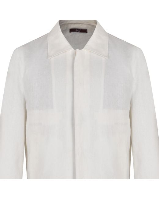 DAVID WEJ White Hugo Linen Aviator Jacket for men