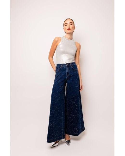 Amy Lynn Blue Demi Diamante Flare Jeans