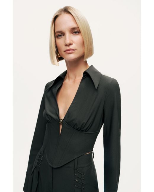 Nocturne Sculpted Deep V Corset Blouse In Black Lyst UK nocturne-sculpted-deep-v-corset-blouse-in-black-lyst-uk