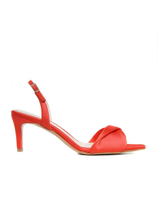 Ginissima Red Chloe Orange Satin Sandals Low Heel