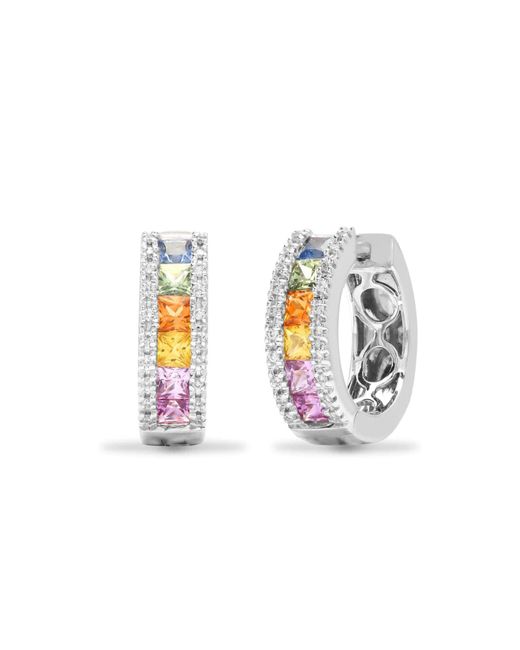 Cervin Blanc White Diamond And Multi Coloured Sapphires Earrings