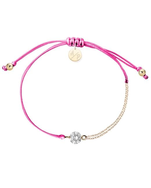 Adriana Pappas Designs Pink Cz Solitaire Bracelet On Colored Cord