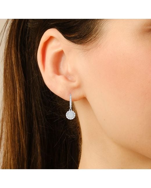Kylie Harper White Opal Halo Leverback Earrings