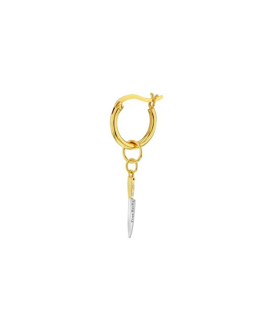 True Rocks White 2 Tone Mini Knife Pendant 18Kt-Plating & Sterling On-Plated Chain
