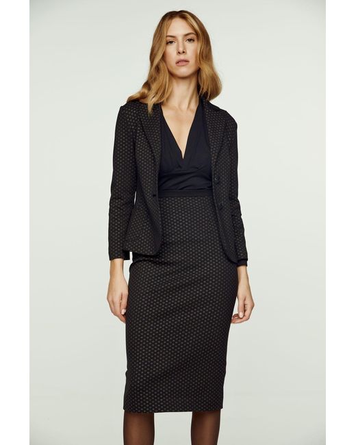 Conquista Black Print High Waist Pencil Skirt