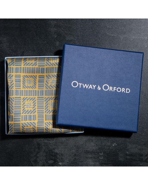 Otway & Orford Green 'City Squares' Geometric Silk Pocket Square for men