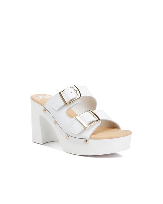 Rag & Co White Kenna Dual Buckle Strap Sandals