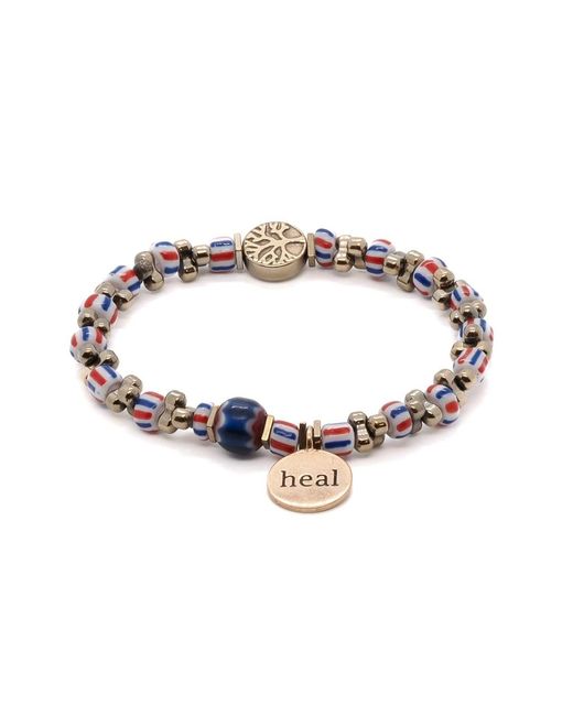 Ebru Jewelry Metallic African Beaded Heal Charm Bracelet