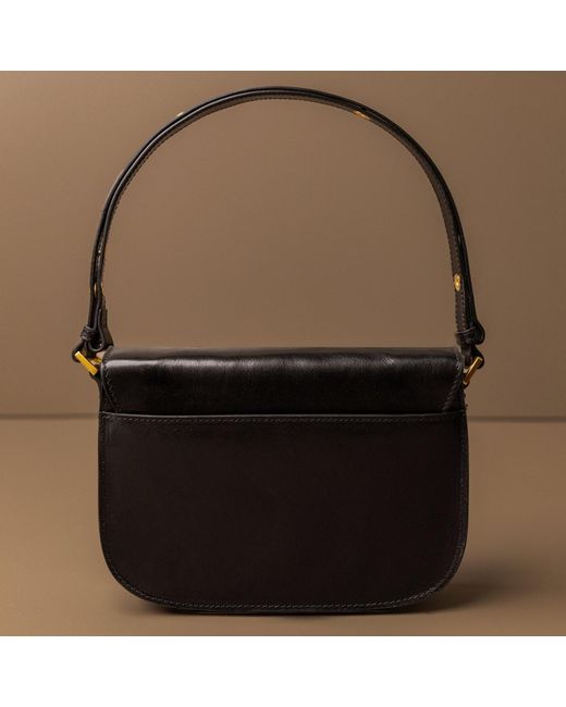 Time Resistance Black Leather Saddle Bag