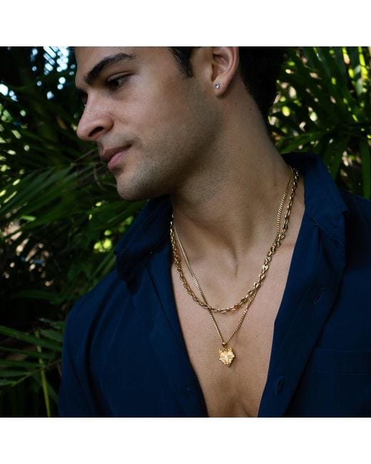 Ebru Jewelry Metallic Golden Wolf Spirit Necklace for men