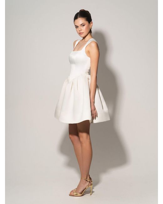 Tia Dorraine White Flared Satin Mini Dress