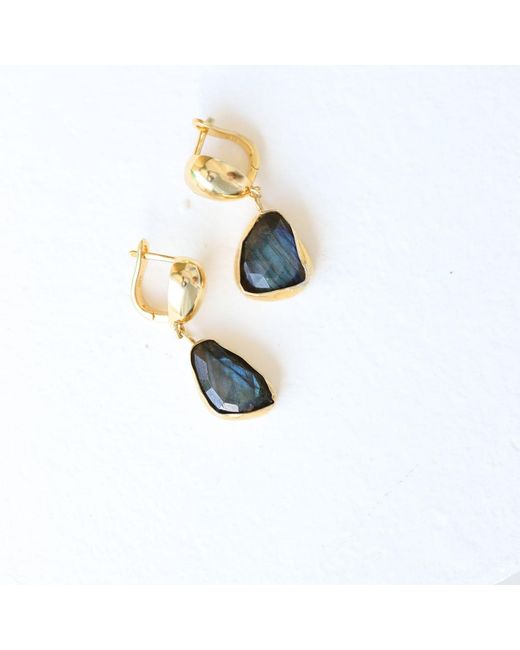 LINYA JEWELLERY Metallic Natural Labradorite Earrings
