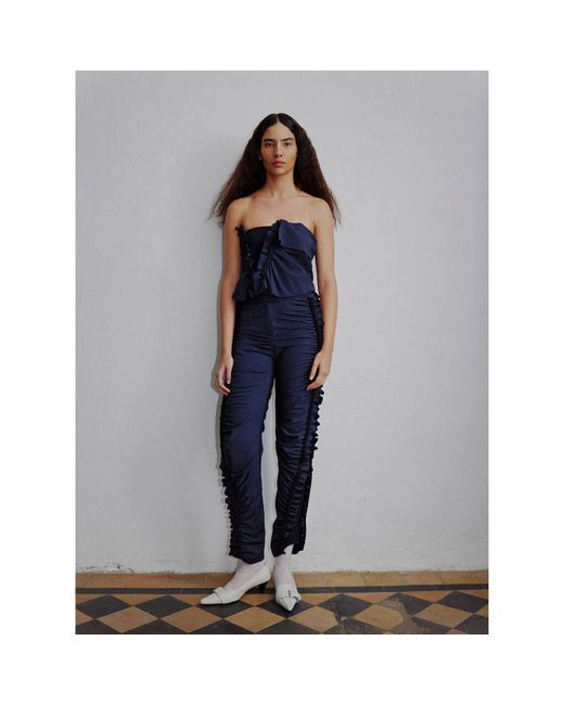 Ccy Currency Blue Frill Pants