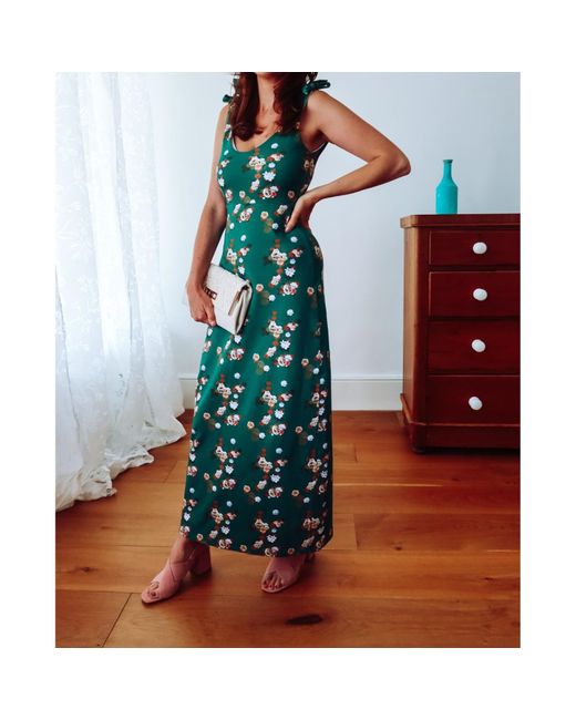 Sophie Cameron Davies Green Floral Cotton Maxi Dress