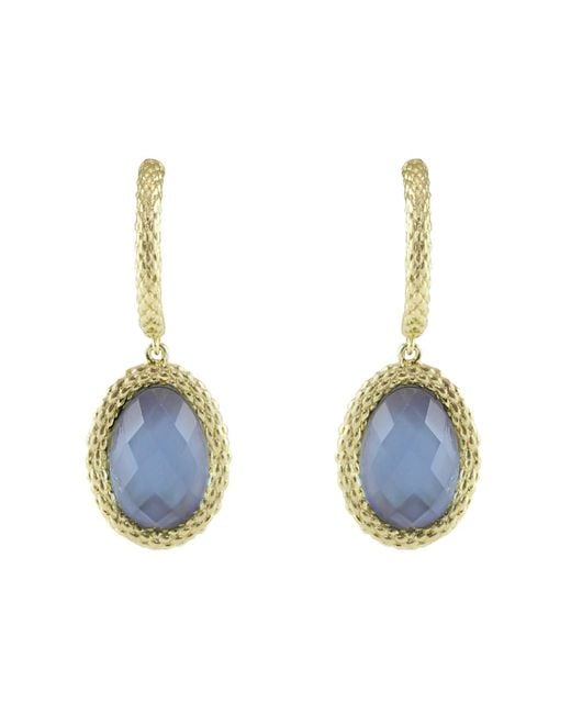 Marcia Moran Blue Anika Texture Drop Earrings With Tanzanite Doublet Stone