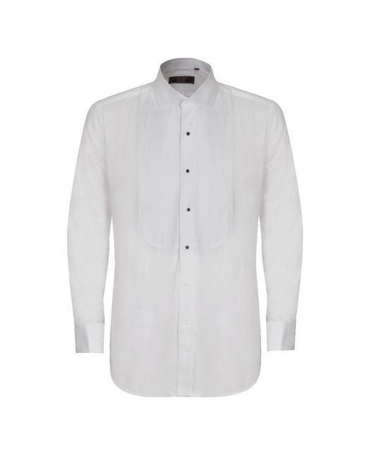 DAVID WEJ Blue Ashton Collar Double Cuff Dress Shirt – for men