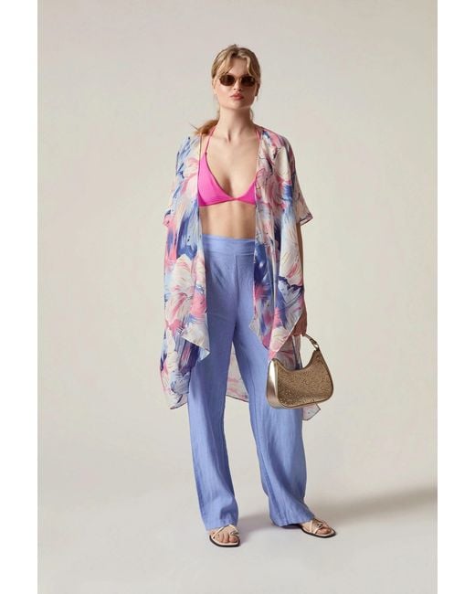 James Lakeland Blue Relaxed Linen Trousers