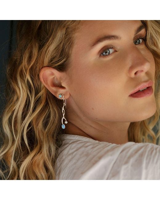 Isla Silver Metallic Flowing & Opal Drop Earrings