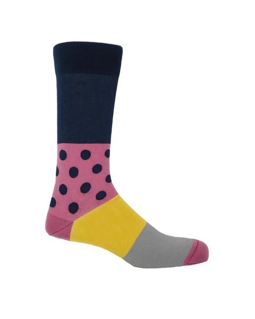 Peper Harow - Made in England Pink Mayfair & Pin Stripe Socks for men