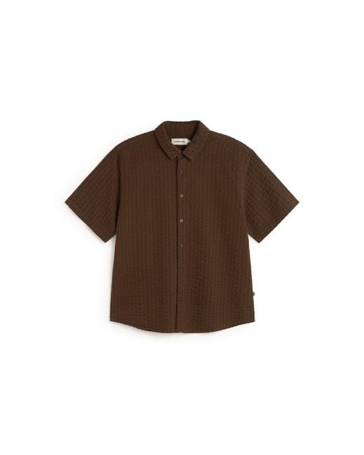 Thinking Mu Brown Tom Seersucker Shirt for men