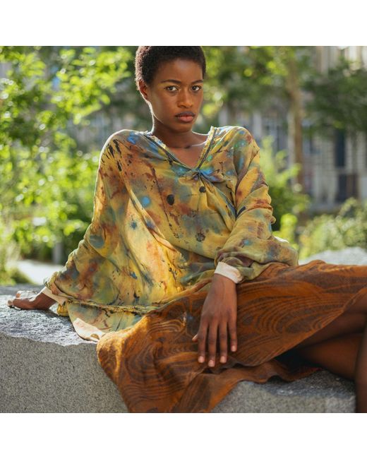 Miro Misljen Multicolor Metamorphosis Hand-Painted Dress