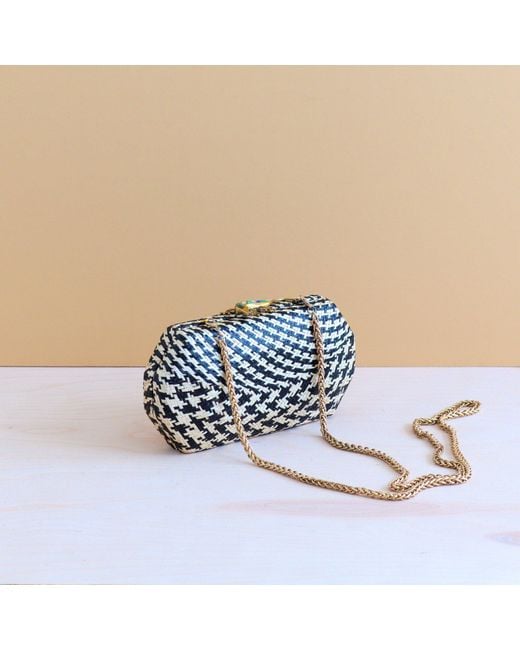 LIKHÂ Metallic Houndstooth Clutch